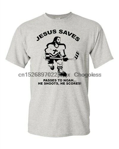 Футболка для взрослых с Иисусом сохраняет баллы хоккея Спортивная футболка