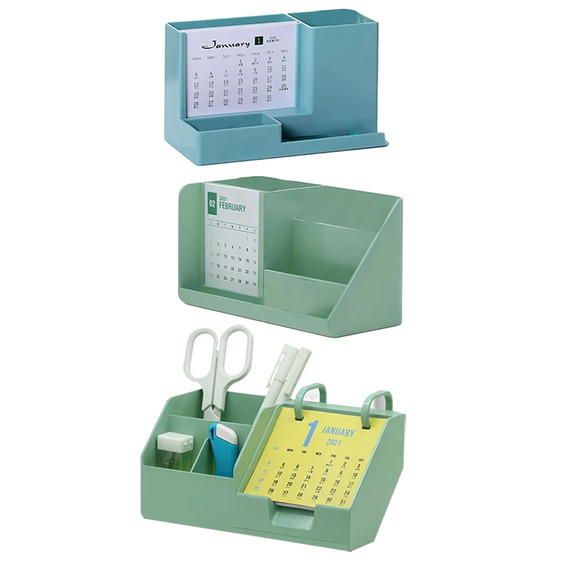 

Plastic Desk Organizer Calendar Creative Pen Holder Desk Calendar Storage Box Remote Control Debris Storage Organizer