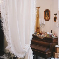 custom vintage pure cotton lace embroidery shading window curtain white blackout curtains for girls bedroom wedding living room