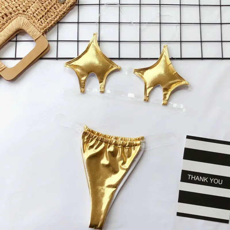 

2019 Sexy Women Solid Triangle Bandage Bikini Push-Up Padded G-String High Waist Brazilian Swimwear Swimsuit Bathing Beachwear