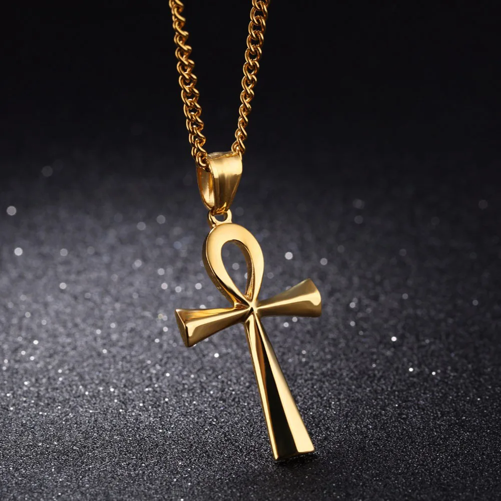 

1PC Fashion Religion Egyptian Ankh Crucifix Necklaces Pendants Stainless Steel Symbol of Life Cross Necklaces Jewelry Gifts