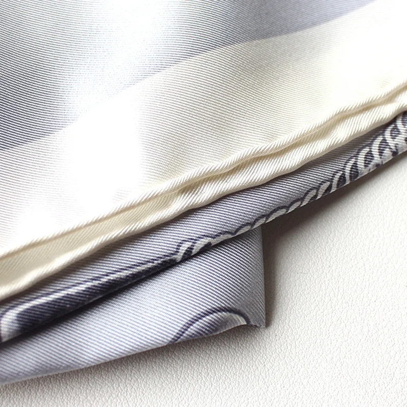 

2021 New Luxury 100% Twill Silk Scarf Women Fashion Kerchief Bandana Wristband Belt Print Shawl Hijab Hand Rolled Stole 35"*35"