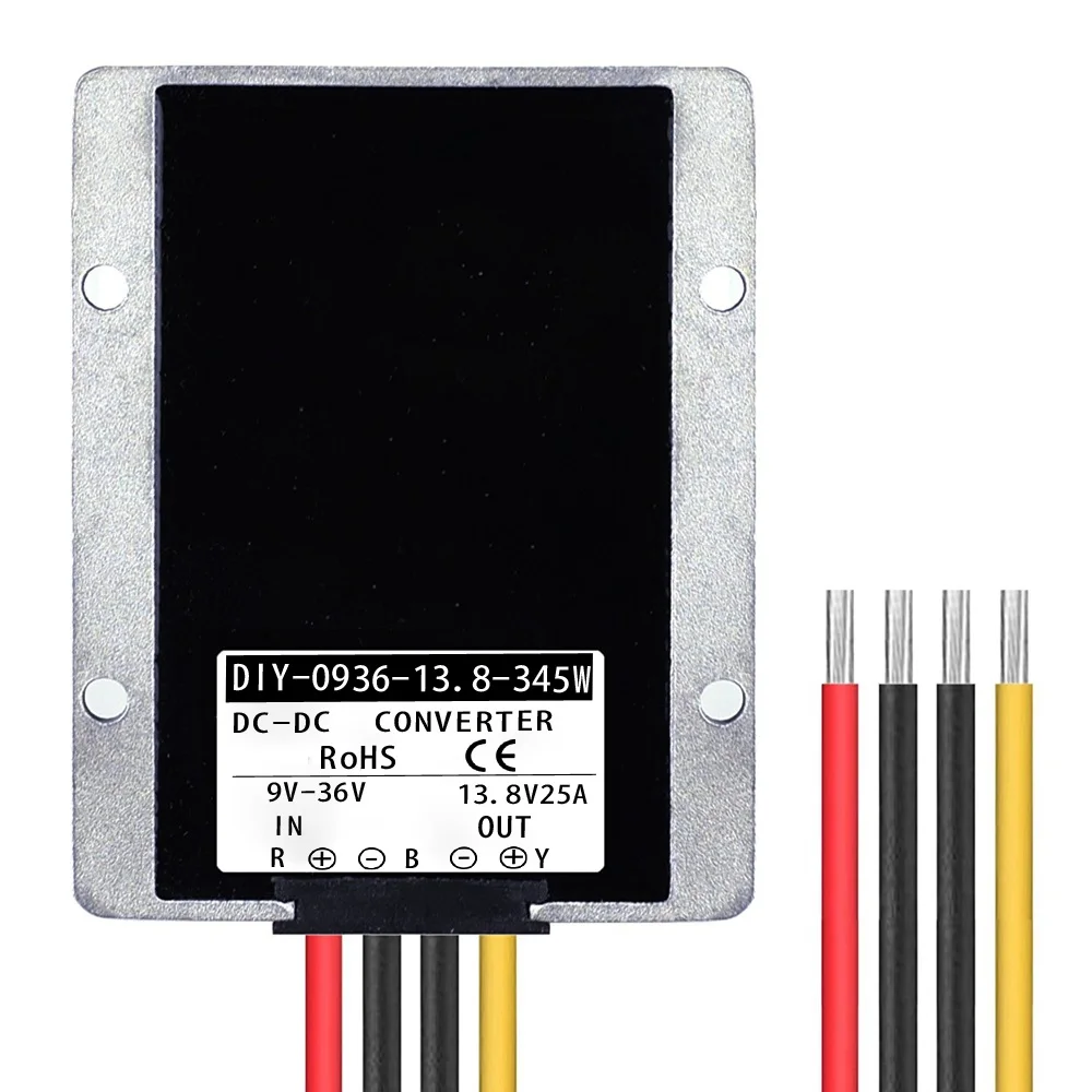 9V-36V T0 13.8V 345W 9 V-36 V до 13,8 V Макс 28A преобразователь постоянного тока Регулятор Редуктор Напряжение стабилизатор шаг вверх вниз Тип Водонепроницаемый IP67 12V 24V T0 13,8 V CE - Цвет: 9V-36V T0 13.8V 345W