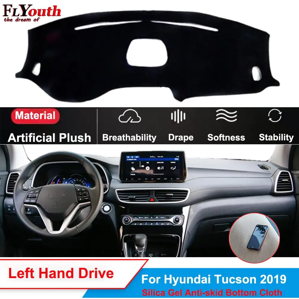 

Car Dashboard Cover For Hyundai Tucson 2019 With Speaker Artificial Plush Dustproof Dash Mat Dash Pad Carpet Anti-UV Non-slip