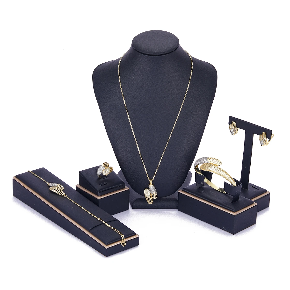 

2021 May hot selling accessories wedding jewelry set for women Mixed color jewelry set copper high quality jewelry set
