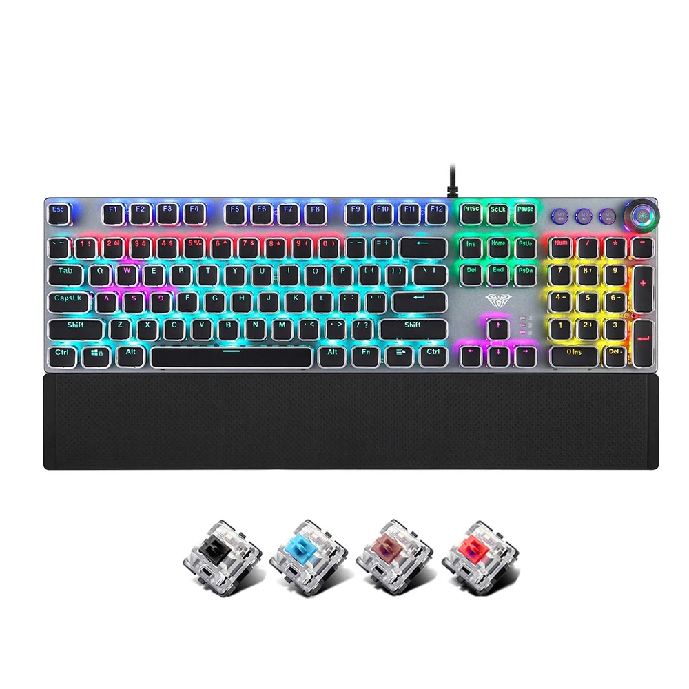 

AULA DGGR Gaming Mechanical Keyboard Retro Square Glowing Keycaps Backlit Wired 104Keys Anti-Ghosting For PC Laptop Games