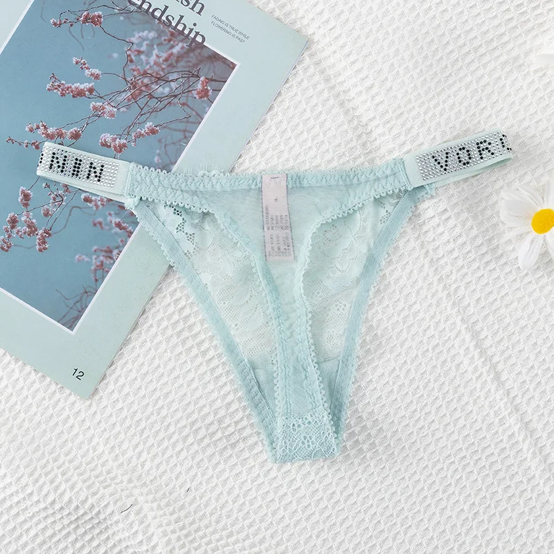 Стразы сексуальные трусики стринги женские дышащие кружевные T-образные брюки