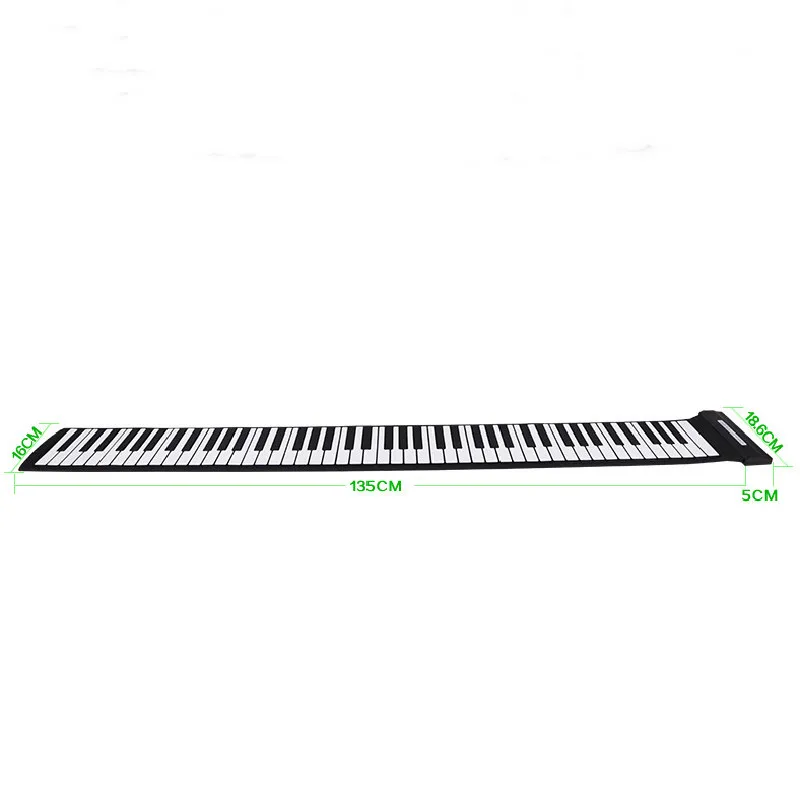88 Key Midi Keyboard Foldable Silicon Hand Roll Electronic Piano USB Flexible Soft Music Keyboard Musical Instrument Adult Piano