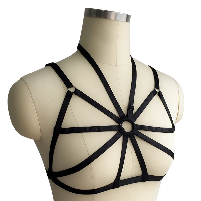 

Gothic Underwear Halter Sexy Deep V-Neck Underwear Body Bondage Elastic Cross Harness Mature Sling