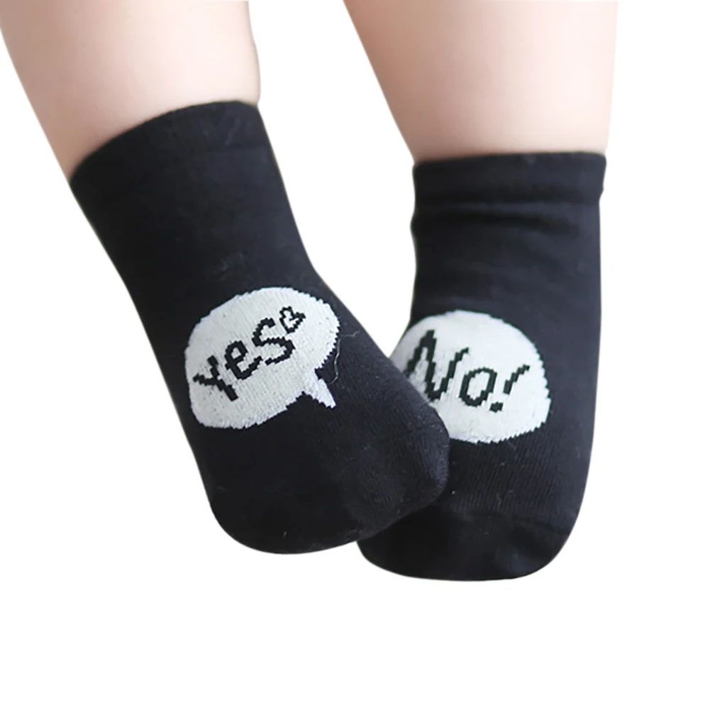 

Baby Infant Toddler Boys Girls Simple Yes No Letter Anti-slip Short Cotton Socks New