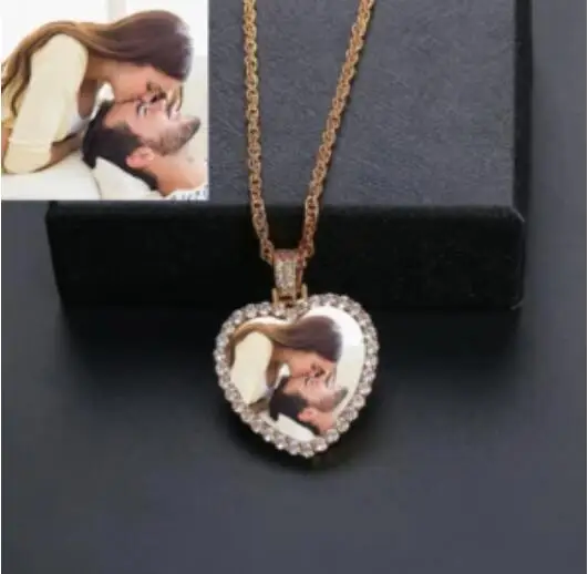 Изготовленный На Заказ фото сердце индивидуальный кулон ожерелье для мужчин в
