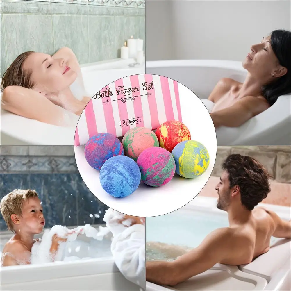 

6pc 360g Small Bath Bomb Body Sea Salt Mold Relax Stress Relief Bubble Ball Moisturize Shower Cleaner For Holiday Gift SPA Salt