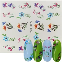 1 sheet water nail decal and sticker flower leaf tree green simple summer slider for manicure nail art watermark tips