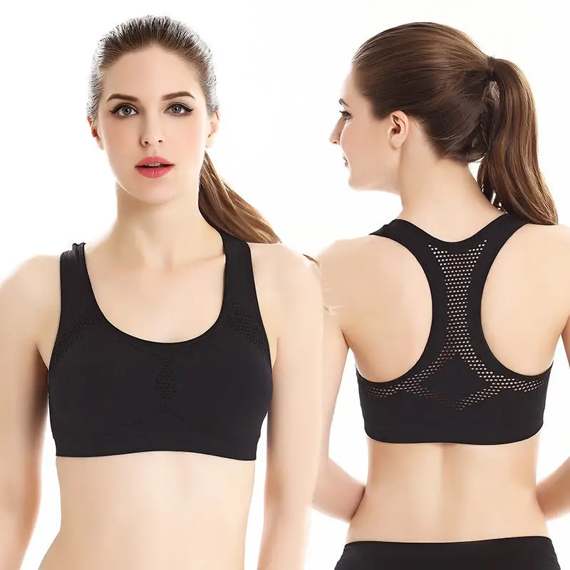 New Women Shockproof Sports Bra Stretch Push Up Sleeping Bra Padded Fitness Vest Breathable Seamless Underwear Yoga Running Tops