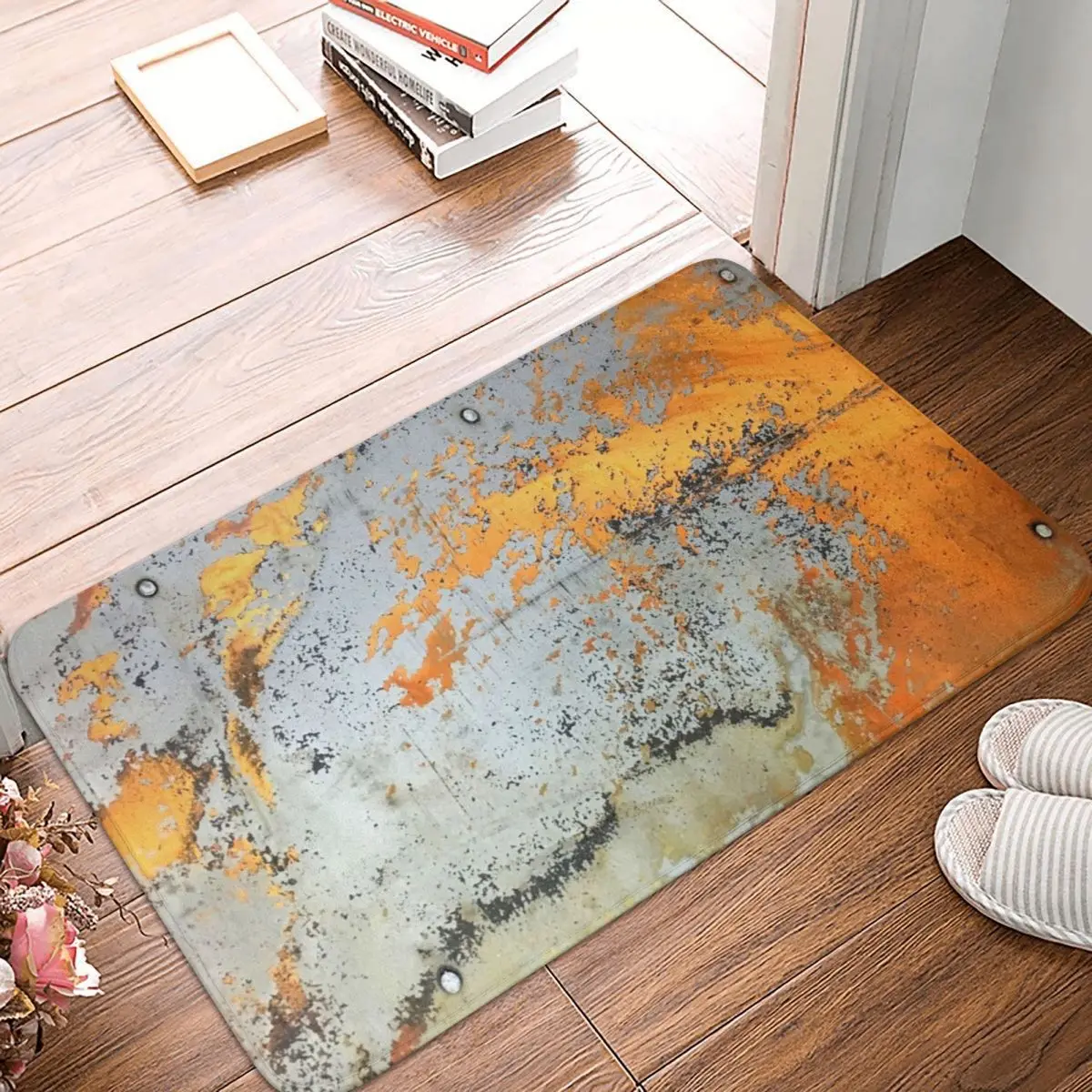 

Industrial Grunge Grey And Yellow Doormat Carpet Mat Rug Polyester PVC Non-Slip Floor Decor Bath Bathroom Kitchen Balcony 40*60