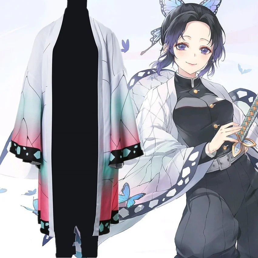 Кимоно женское для косплея кардиган с рисунком бабочки накидка аниме одежда
