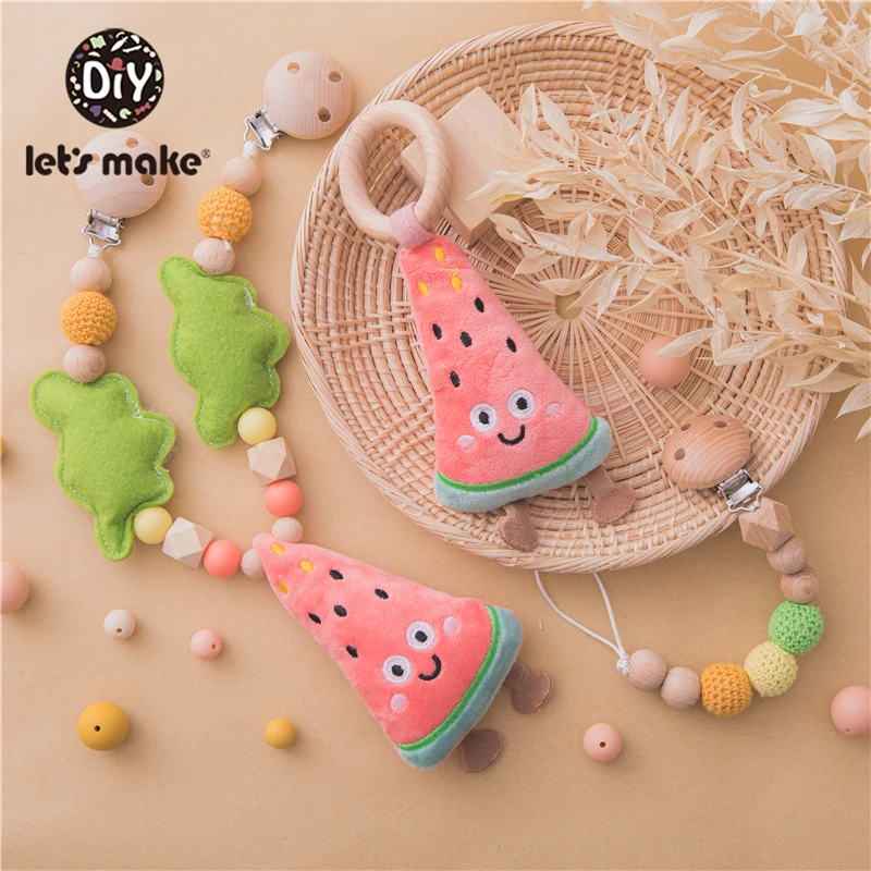 

Let's Make 1PC Wood Clip fruit doll Cart Chain Pendant Rattle Silicone Teether Wooden Bell Baby Care Children's Toys For Kids
