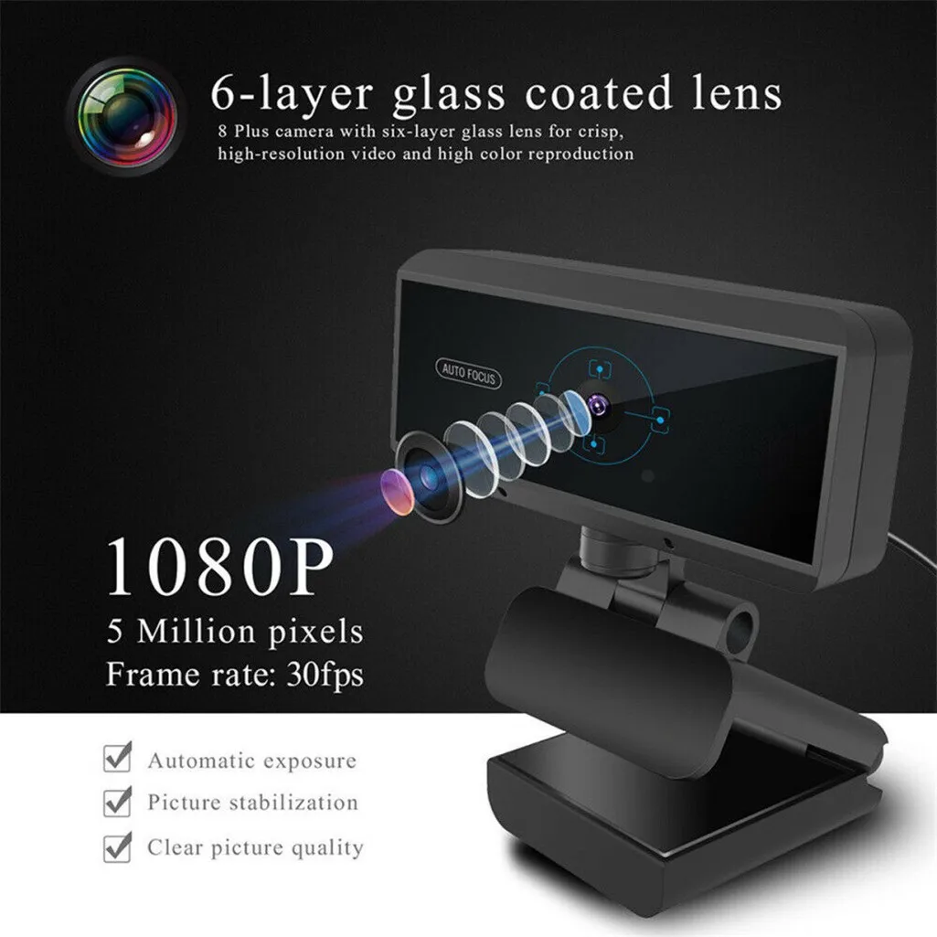 Full HD 1080P Webcam USB Pc Computer Camera with Microphone Driver-free Video for Online Teaching Live Broadcast | Компьютеры и офис