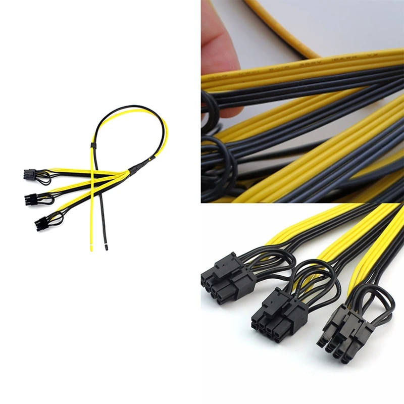 

Кабель питания 6 + 2 Pin, линия карты от 1 до 3 6Pin + 2-контактный кабель адаптера 12AWG + 18awg, стандартная для майнинга BTC