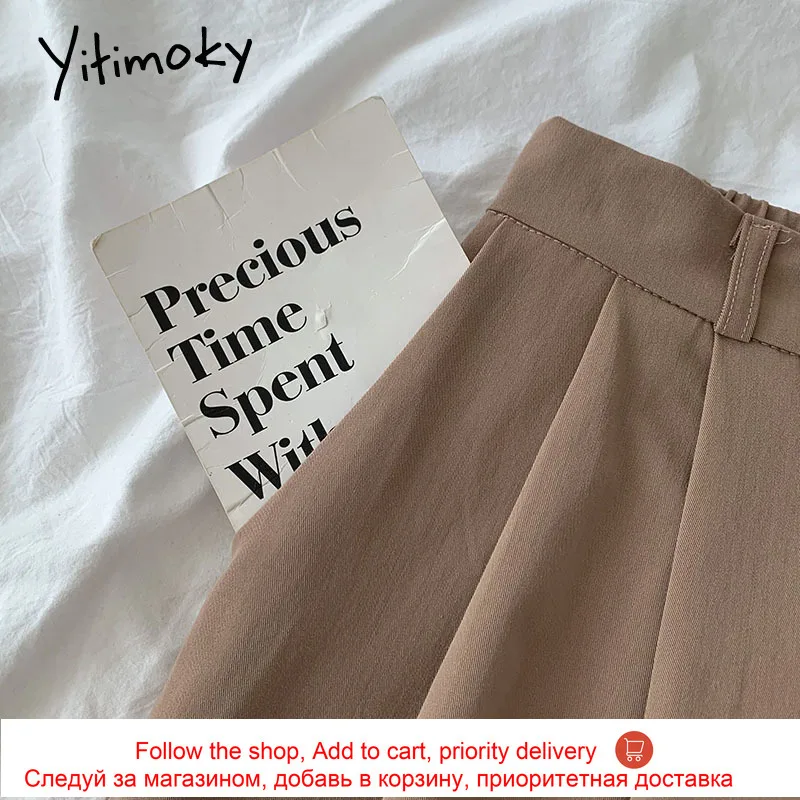 

Yitimoky Shorts Women High Waist Loose Solid Black Wide Leg Pants Casual 2021 Summer New Korean Style Shorts Fashion Clothing