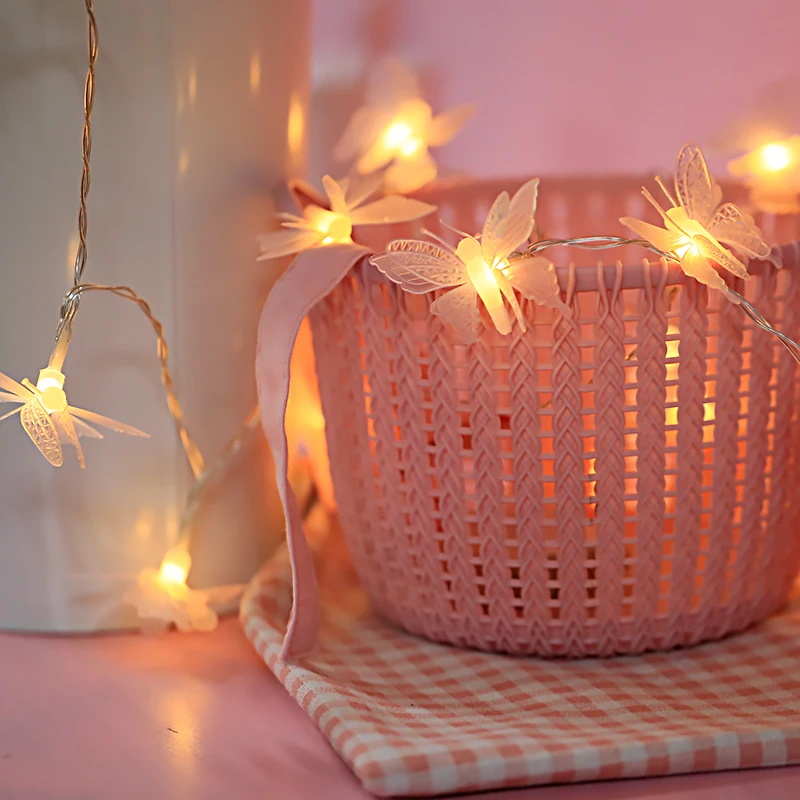 Гирлянда с батарейкой-бабочкой уличная Светодиодная лампа разных цветов