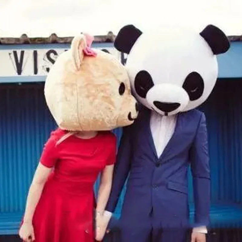Новый талисман головы панды и плюшевого мишки карнавальный костюм вечерние