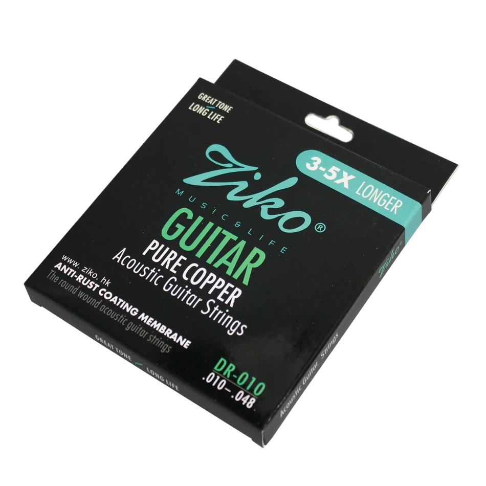 ZIKO DR Series 010-048 011-050 012-053 дюймовые Струны для акустической гитары струны из чистой меди, мембранная мембрана с антикоррозийным покрытием