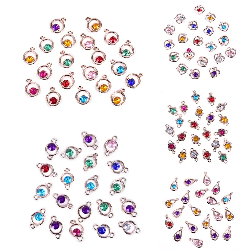 

20Pcs Acrylic Crystal Circle Heart Charms Drill Heart Pendants For DIY Bracelet Necklace Jewelry Making Accessories 5 Styles