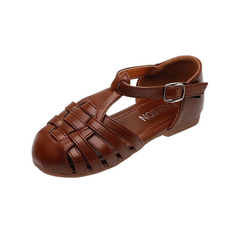 

Girls Retro Roman Shoes 2021 Spring New Children's Soft-soled Woven Sandals Casual All-match Beach Shoes Girls Fashion Sandals