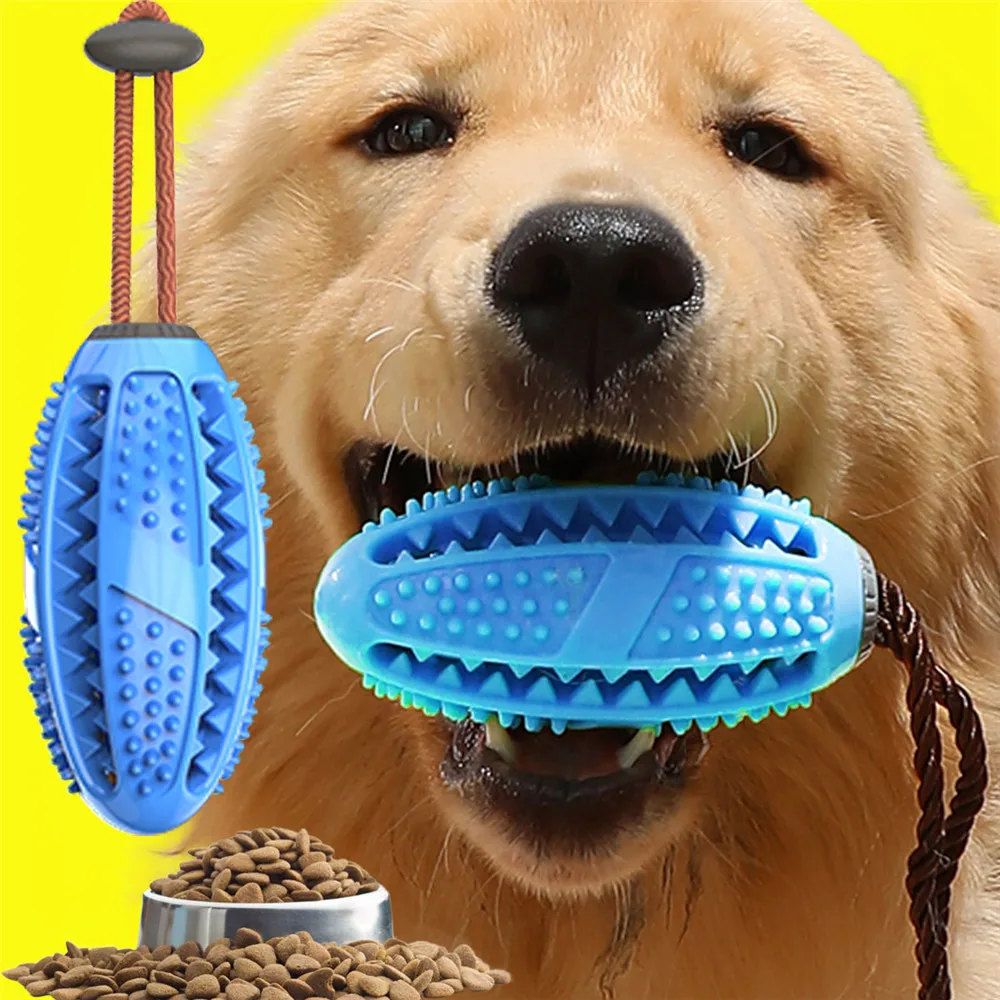 

N21 new dog toy leaking food ball with rope dog pet toy rubber bite-resistant ball toy