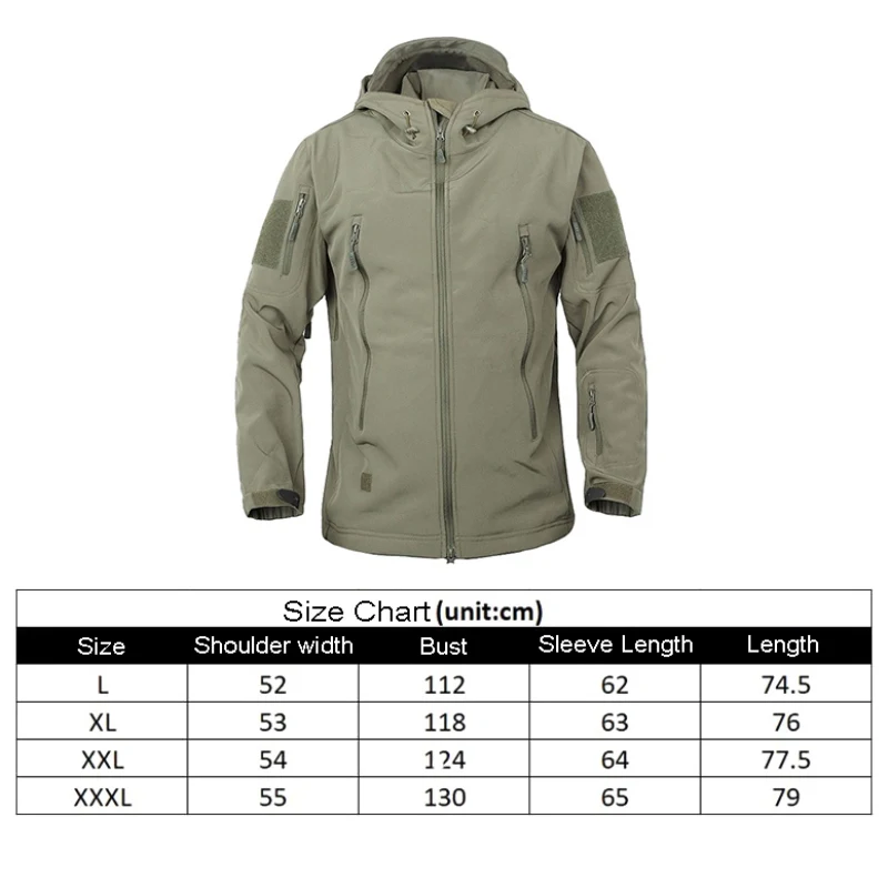 

Men Outdoor Waterproof Softshell Jacket Hunting Windbreaker Ski Coat Camping Hiking Fishing Outerwear