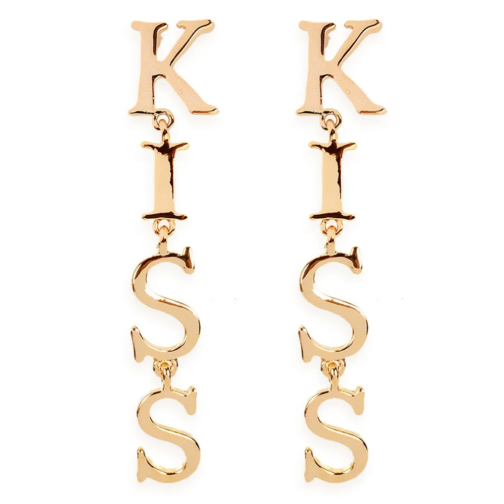 

Gilded Kiss Letters Earrings Women Earrings Banquet Couple Wedding Earrings Fashion Charm Jewelry Give Girlfriend Birthday Gift