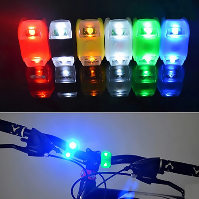 Colorful Silicone Bike Bicycle Lights Waterproof Cycling Front Rear Rail Light Handlebar LED Flash Safety Warning Lamps Battery