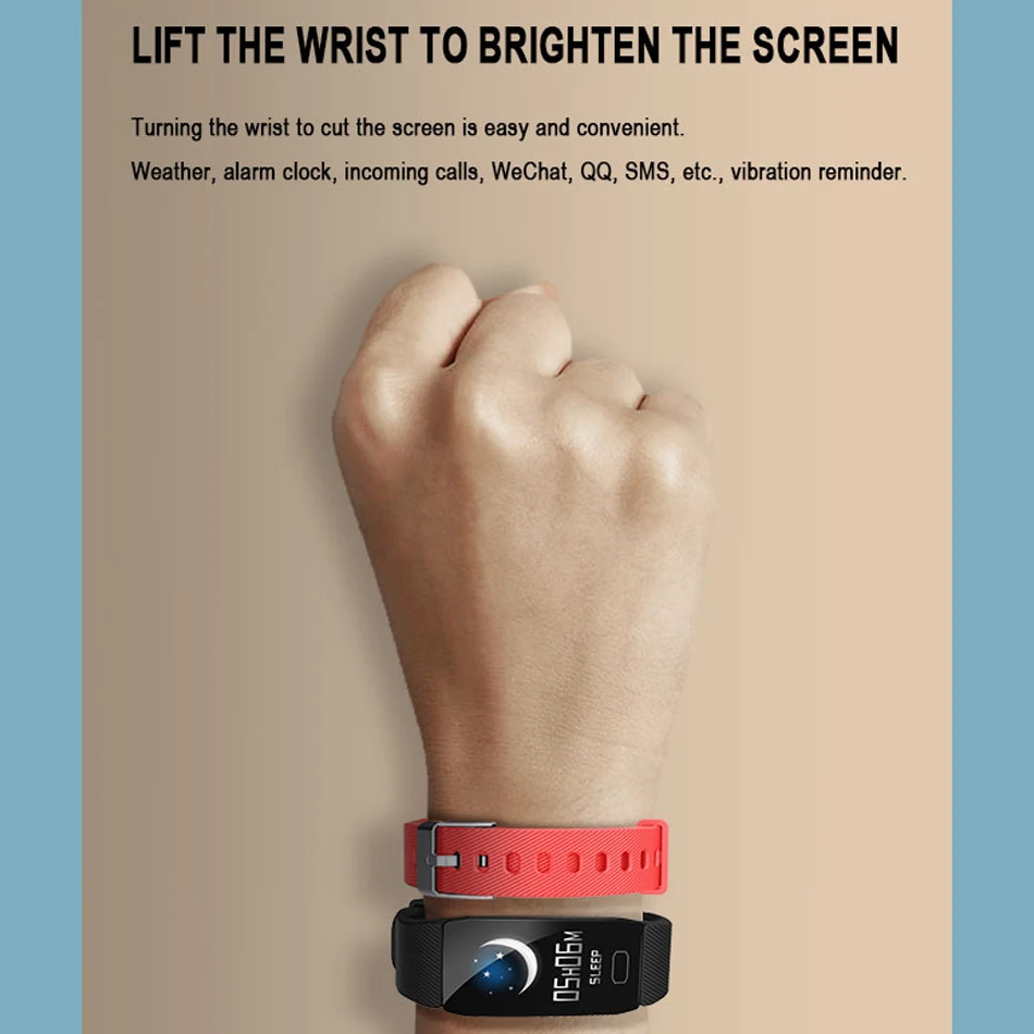 Q1 24-hour Heart Rate Blood Oxygen Monitor Smart Watch Band bluetooth Sports Mode Weather Alarm Multi-language Wristband Fitness