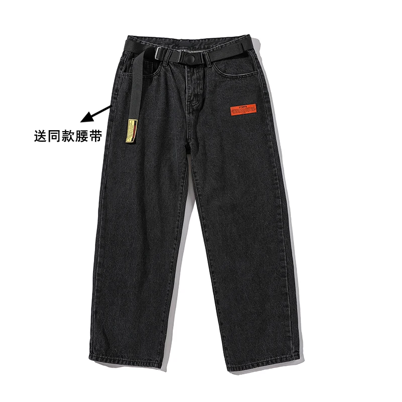 

Mens Korean Fashoins Harem Blue Jeans Pants 2020 Vintage Straight Pants Harajuku Jeans Baggy Belt High Quality Denim