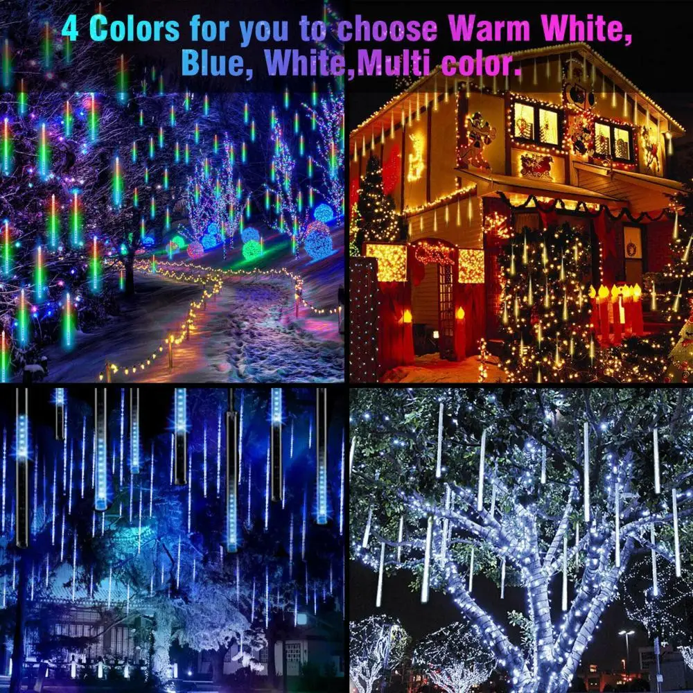 

Hot 8Pcs 144 Beads Convenient Solar Powered LED Meteor Shower Outdoor Tree Light Xmas Multifunctional Decoration Accessories