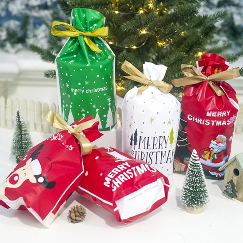 50 предметов в горошек и с рисунком виде сердца Рождественская пластиковая сумка