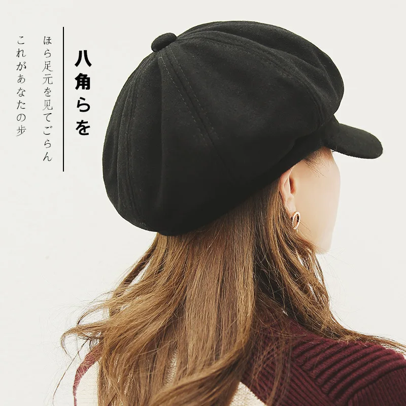 

шапка 2021 New Women's Casual Newsboy Hat Autumn Winter Retro Painter Beret Cap Wild Men's Hats Unisex Wild Octagonal
