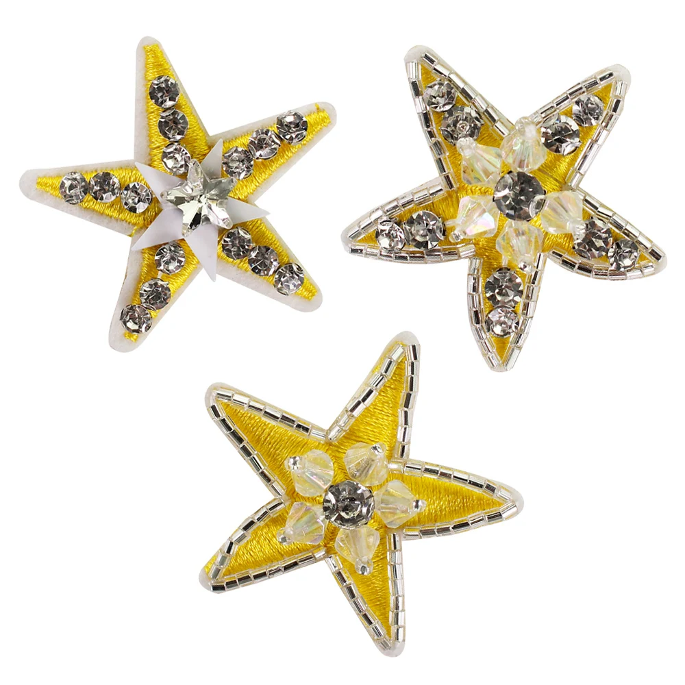 5 комплектов бисерных звезд патчи расшитые кристаллами мотивы вышивка