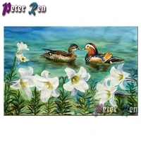 5d landscape diamond painting pond duck and lily embroidery full squareround mosaic picture rhinestone handmade childrens gift