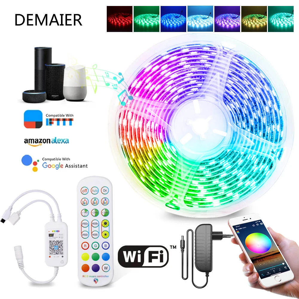 Bluetooth светодиодный Streifen Lichter 5050/2835 SMD гибкая повязка полосы RGB 5 10 м 15 20 DC 12V und WI FI