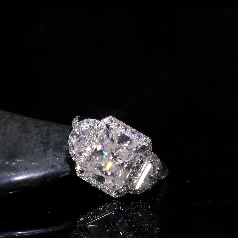 Обручальное кольцо AEAW Randiant Moissanite белое обручальное 6CTW с бриллиантами Lab 18k золото