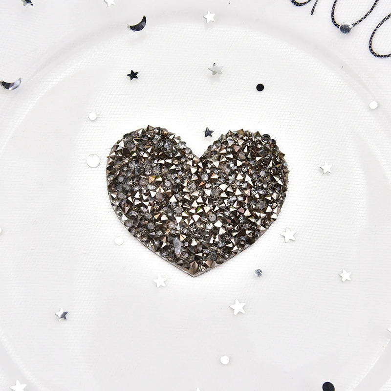 25 шт./лот кристалл в форме сердца утюг на горный хрусталь мотив аппликация из