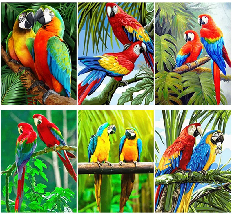 

parrot Couple DIY 5D Diamond Painting Full Round & Square Resin Mosaic Diamond Embroidery Cross Stitch Kits Wall Art Decor