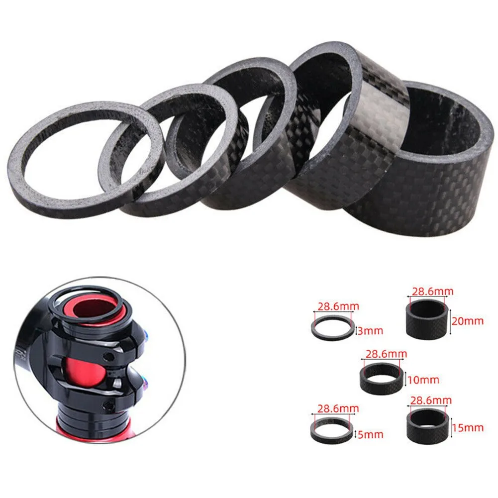 

11 Pcs Carbon Fiber Headset Spacers MTB Road Bicycle 1-1/8" 28.6mm Stem Washers 2/3/5/10/15/20mm Cycling Bike Parts Accessories