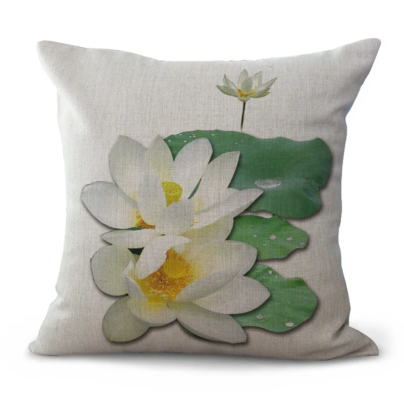 

Simple and Fresh Rose Flower Printing Pillowcase Cotton Linen Fabric Office Sofa Decorative Pillow Cushion Wholesale