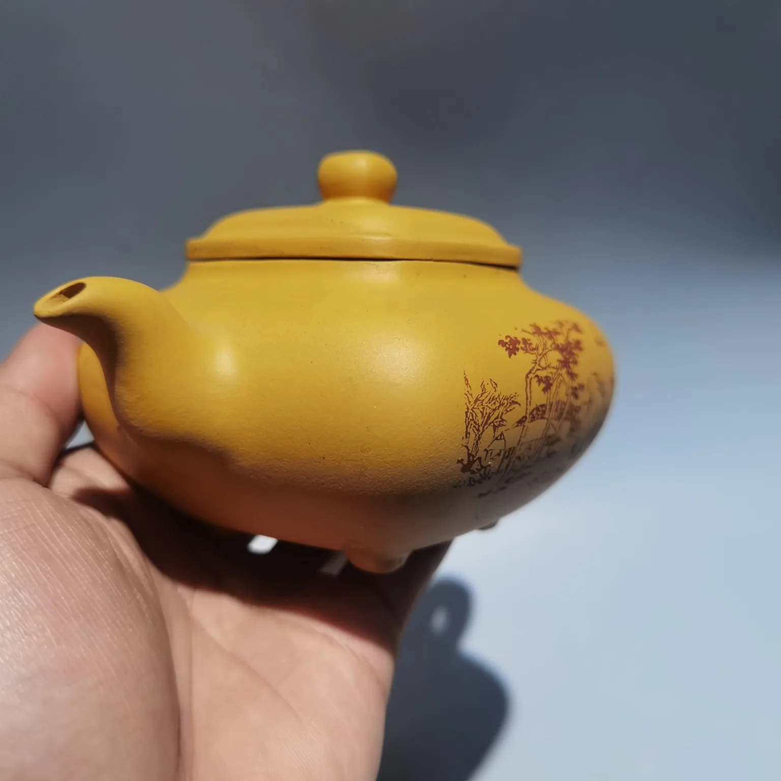 Керамика Yixing Zisha 6 дюймов резной квадратный горшок ручной работы ландшафтный