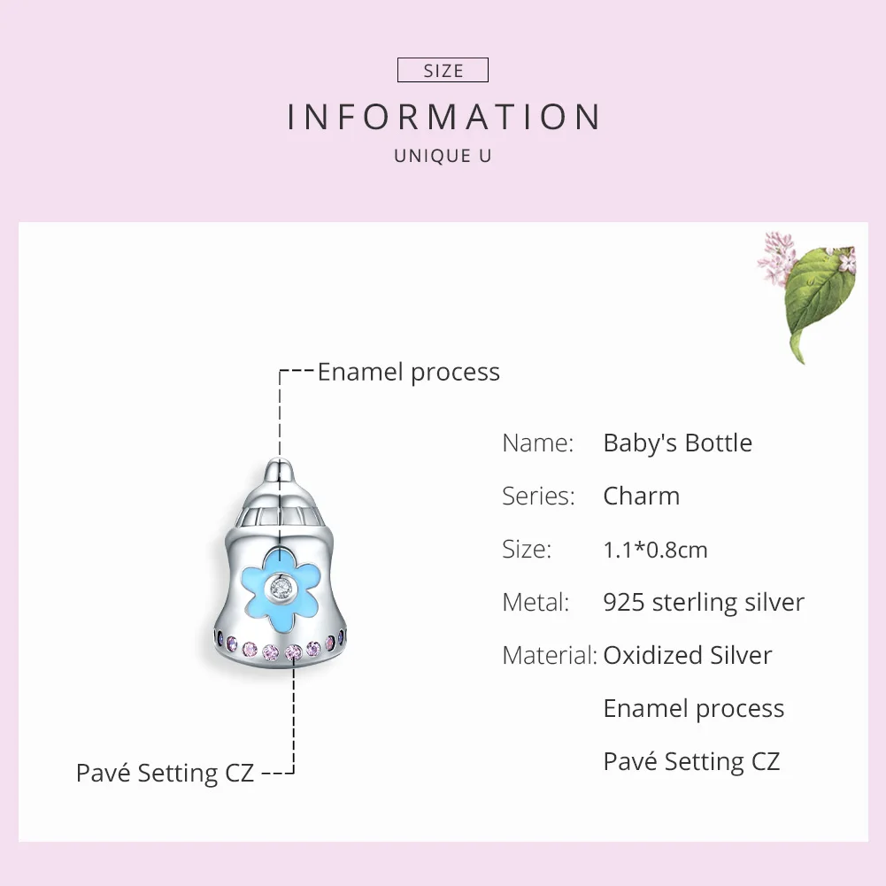 WOSTU Настоящее 925 пробы серебро детские молочные бутылочки Подвески Бусины