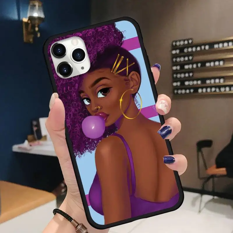 

MELANIN POPPIN Girl sexy black women Phone Case for iPhone 11 12 pro XS MAX 8 7 6 6S Plus X 5S SE 2020 XR Soft silicone