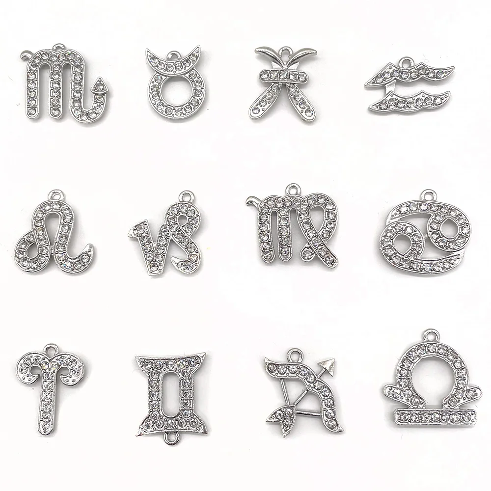 

Fashion Alloy Diamond Twelve Constellations Shoe Charms for Crors Sandals Women Men Garden Shoe Accessories Party Gift